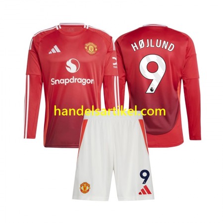 Manchester United Rasmus Hojlund 9 Kinder Heim Trikotsatz 2024/25 Langarm